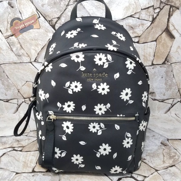 Kate Spade Chelsea The Little Better Nylon Backpack Bico Black Multi Daisy NWT - Picture 2 of 8